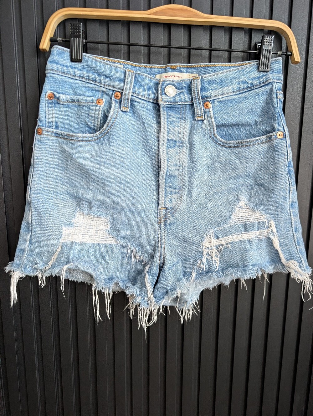 Levi's Light Blue Distressed Denim Jean Shorts